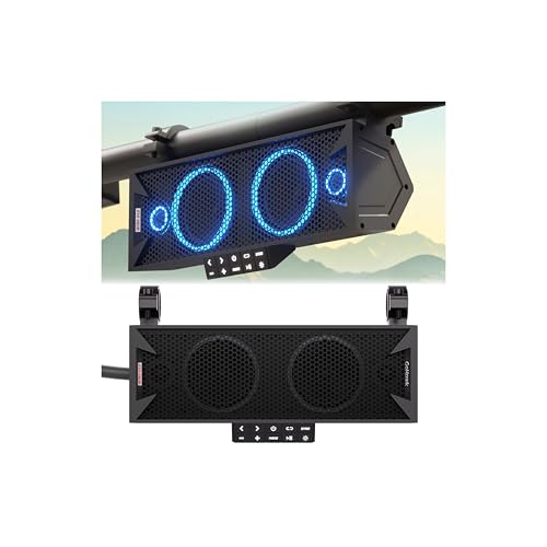 GoHawk 15 Inch UTV Sound Bar, Bluetooth ATV Soundbar with RGB Lights, IP66 Waterproof Golf Cart Sound Bar, SXS SoundBar Compatible with Polaris RZR Can-Am w/FM Radio, Fits 1.5"&ndash;2.25" Roll Cages