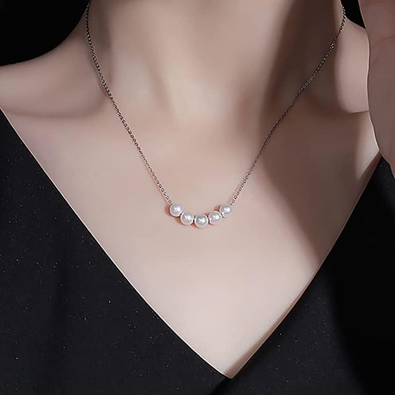 50th birthday gifts for women, Simple White Pearl Necklace Crafted with 6mm Freshwater Cultured Pearl and Sterling Silver Adjustable Cable Chain, Gifts for Women - Image 5