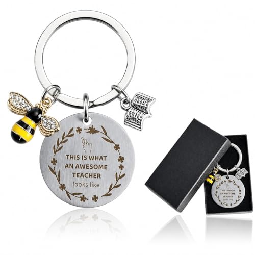 Image of Mitibet Thank You Teacher Gift, Awesome Keyring for Women Men, Meaningful Teachers Presents, Nursery Head Appreciation Gifts, Best School Tutor Secretary Male Great Keepsake (Awesome Teacher)