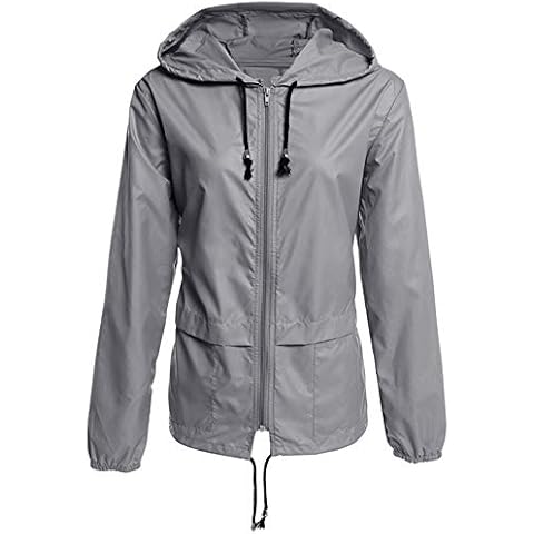 acelyn Womens Raincoat Waterproof with Hood Packable Rain Jacket Grey S Cover