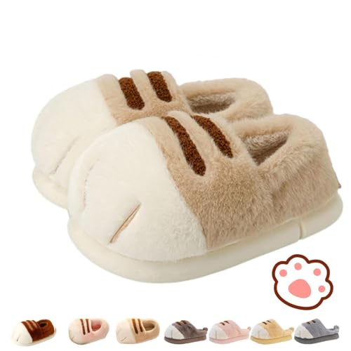 Cat Paw Slippers, Cat Feet Slippers, 3D Cat Paw Cartoon Slipper for Women, Warm Fluffy Furry Winter House Cat Paw Slides for Indoor Outdoor