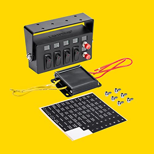 Swbx42 12V Rocker Switch Box [4 X 15A On/Off] [2 X 5A Momentary] [70 Amp Max.] [Backlit Led] 12 Volt Dc Spst Rocker Toggle Switch Panel Box For Auto Automotive Lights Car Marine Boat Truck #TOP7