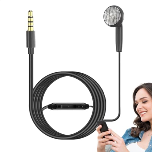 片耳ヘッドフォン - マイク付きの有線イヤフォン、ハンズフリーのビジネススタディヘッドセット|スマートフォン、オフィス、家族、生徒向けのノイズ分離イヤホン、毎日の使用に適しています