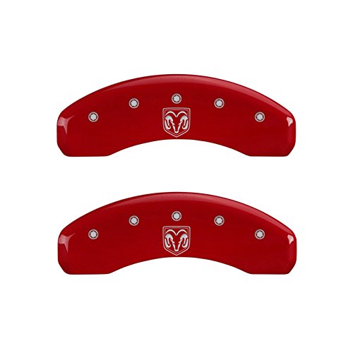 Image of MGP Brake Caliper Covers for 2011-2018 RAM 1500, 2013-23 1500 Eco Diesel | 2019-24 1500 Classic, Requires 18 inch+ Wheels, Red Powder-Coated Aluminum, 4 PCS Front and Rear, Classic
