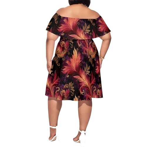 Image of SUZONANA Women's Plus Size Summer Dresses Floral Print Midi Dresses Flowy Sundresses
