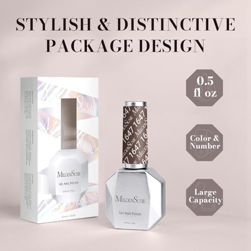 Image of MelodySusie Dark Brown Gel Nail Polish, 0.5 fl oz Soak Off UV LED Gray Brown Gel Polish Gift for Women Nail Art Manicure Salon DIY Nail Design Decoration at Home-1647-A2206