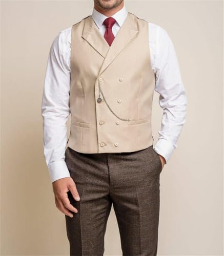Mens 3 Piece Tailored Retro Plaid Tweed Suits Formal Slim Fit Autumn Winter Blazer Vest Pants for Wedding Grooms Prom4