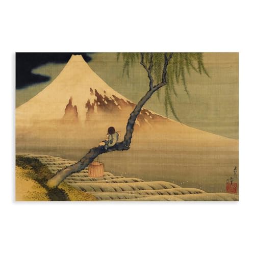 Hokusai Boy Viewing Mount Fuji poster toile pour habiller un mur vide sans cadre