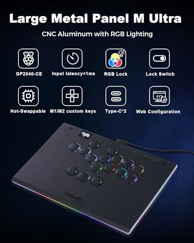 Image of Haute42 Leverless Controller Arcade Stick: Aluminum Leverless Arcade Stick M Ultra with Lock Button & RGB Lighting, Arcade Controller Street Fight for PC /PS3 /PS4 /Switch Game,Low-Profile Switch Arcade Stick Support Hot Swap & SOCD