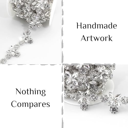 image for PEARLY JUN Rhinestone Trim Chain Sliver Applique Stringing Ribbon DIY 