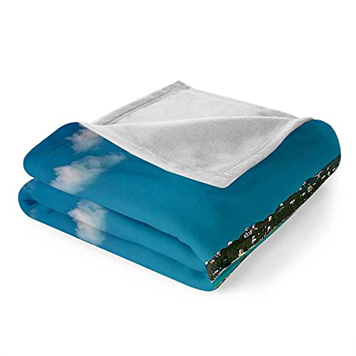 Couverture microfibre douce paysage lac bleu plaid lit 150x200 - 6