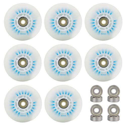 MEYAGOT Ruedas de 80 mm para Patines en Línea, Monopatines, Equipaje y Scooter - 8 Ruedas de Repuesto (Azul)
