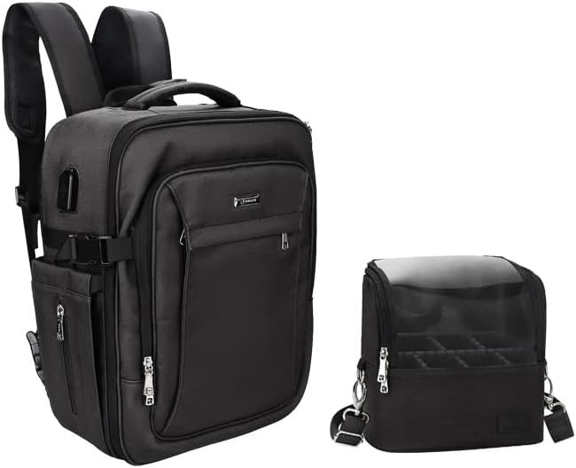 Relavel Makeup Backpack Professional Makeup Case Extra Large Travel Train Case Makeup Bag for Women Cosmetic Organizer Makeup Brush Storage Holder Makeup Artist Kit with Adjustable High Dividers