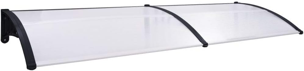 WWZH 94.5"x31.5" Outdoor Window Door Awning Canopy Transparent Polycarbonate Patio Cover Sun Shetter with Black Bracket