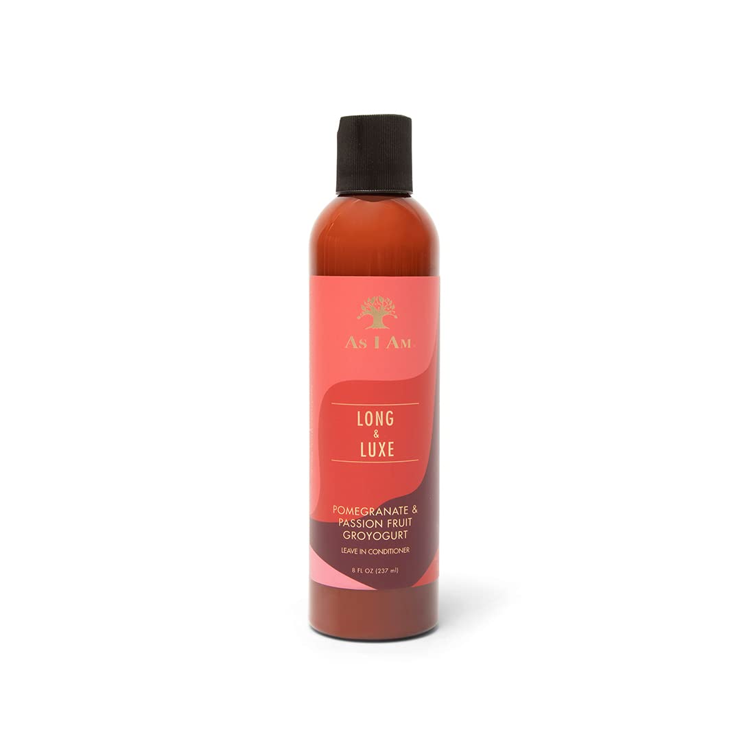 As I Am Long and Luxe GroYogurt Leave-In Conditioner – 8 Ounce – with Yogurt, Pomegranate, & Passion Fruit – Moisturizes & Hydrates Curls