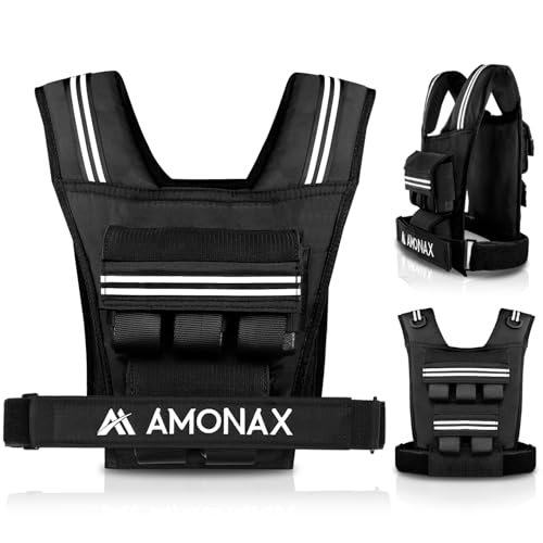 Amonax Gewichtsweste 10kg/20kg/30kg, Verstellbare Gewichtsweste für Herren und Damen, Weighted Vest Set mit Reflektoren für Krafttraining, Functional Training und Home Fitness