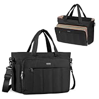 Luxja Tragebare Dokumententasche, Reise Aktentasche für Dokumenten, Laptoptasche für Akten, Bürotasche mit Mehrfachfächer, Handtasche Damen für Lehrer, Büro und Business, Schwarz