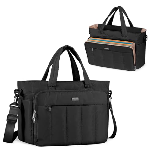 Luxja Tragebare Dokumententasche, Reise Aktentasche für Dokumenten, Laptoptasche für Akten, Bürotasche mit Mehrfachfächer, Handtasche Damen für Lehrer, Büro und Business, Schwarz Luxja Tragebare Dokumententasche, Reise Aktentasche für Dokumenten, Laptoptasche für Akten, Bürotasche mit Mehrfachfächer, Handtasche Damen für Lehrer, Büro und Business, Schwarz