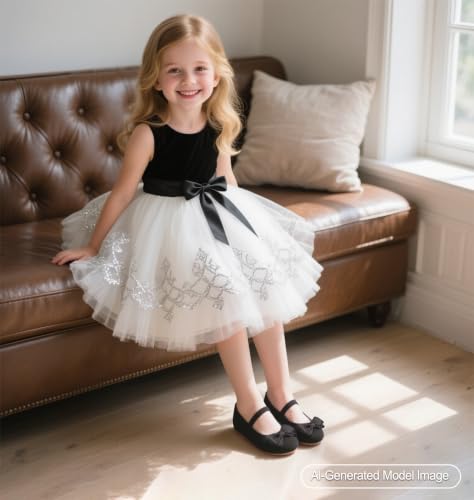 Image of PHIRAMIN Toddler Flower Girl Dress Shoes - Little Girl Ballet Flats Bow Wedding Party