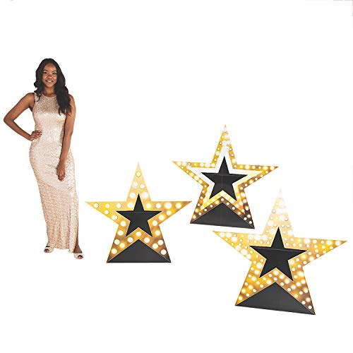 Starry Night Cardboard Star STANDUPS - Party Decor - 3 Pieces