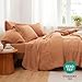 Bedsure Burnt Orange Comforter Set Full - 7 Pieces Solid Bed in a Bag, Full Bed Set with Comforter, Sheets, Pillowcases & Shams