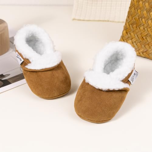 HsdsBebe Unisex Baby Cozie Fleece Lined Booties Non-Slip Soft Sole Infant Winter Warm Socks Shoes3