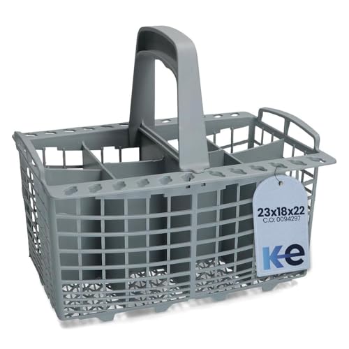 Anakel Home Recambio Cesta Universal de Lavavajillas CO0094297 compatible con Indesit, Ariston, Bosch, Siemens... | Cesta Portacubiertos para Lavaplatos 24x22x18cm, Gris, 8 Compartimentos