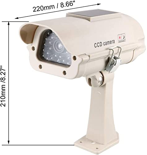 XYWHPGV Fausse caméra de sécurité système de surveillance CCTV factice à énergie solaire avec voyant d'avertissement LED rouge clignotant, autocollant pour la maison extérieur intérieur blanc 2 pièces