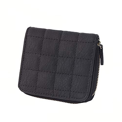 Small Wallet PU Synthetic Fold Zipper Card Holder Wallet for Women (Black)-image-39