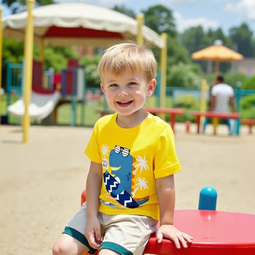 Image of DEEKEY Toddler Boys Shirts Short-Sleeve Little Kids t Shirts Boys' Tops, Tees & Shirts Graphic TEE Age for 2-7 Years 4-Pack
