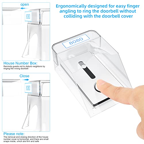 QKFON Transparente Türklingel Abdeckung für Außen Türklingel Wasserdicht Funk-Türklingel Wandhalterung 11 x 6 x 5 cm