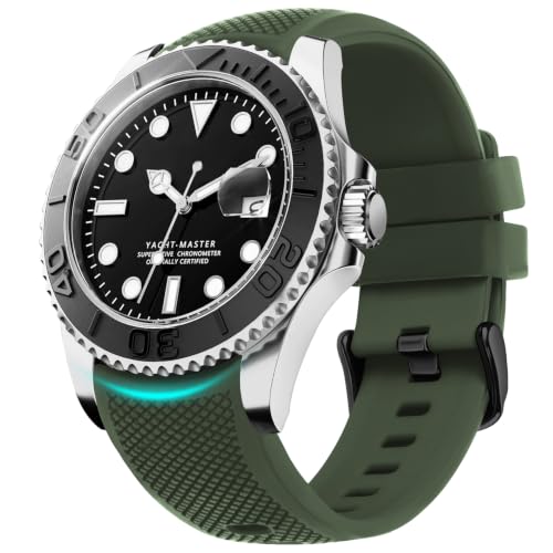 Image of Fullmosa 20mm 22mm 24mm No Gaps Silicone Watch Strap [NO Watch] (Army Green, 20mm)