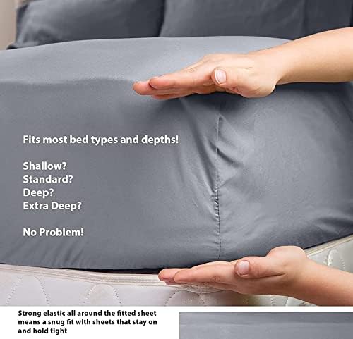 Miniatura 6 de King Of Cotton - Juego de sábanas de 6 piezas de algodón egipcio de calidad de hotel, 1 sábana encimera, 1 sábana bajera (profundidad de bolsillo de