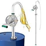 Poafamx 5-55 gallon Aluminum Drum Pump, 8 GPM Rotary Hand Oil Transfer Pump, 50 inch for Fuel Barrel, Non-Corrosive, diesel, lubricating oil, kerosene, light heavy oil, 25mm/0.98’’ Outlet