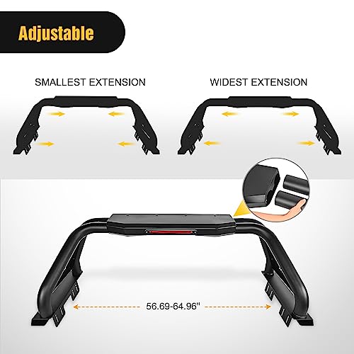 Image of Nilight Truck Bed Chase Rack Roll Bar for 2002-2023 Dodge Ram 1500 2014-2023 Chevrolet Silverado /GMC Sierra 1500 2015-2023 F150 2014-2023 Tundra 2016-2023 Tacoma Fits Full Size Trucks