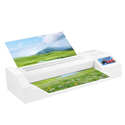 Thermal Laminating Machine, 19.3 x 8.3 x 4.1 inch A3/A4 Personal Hot Cold Laminating Machine Adjustable Temperature for Home School Teachers Office, Anti-Jam