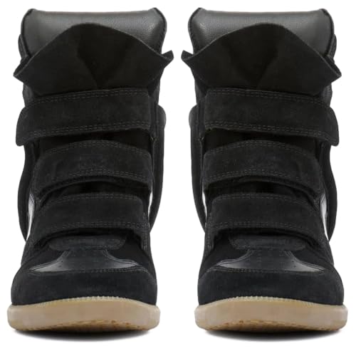Image of Wedge Sneakers for Women, High Top Platform Suede with Hidden Wedge & Triple Strappy Band