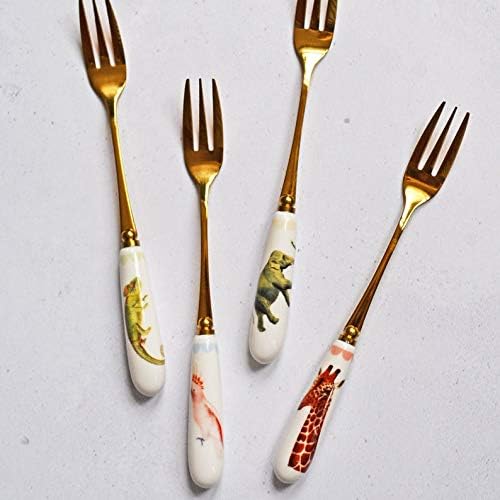 Set of 4 Cake Forks (Bird Teaspoons) (Safari Animal)