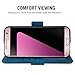Compatible with Samsung Galaxy S7 Edge Wallet Case and Tempered Glass Screen Protector Flip Cover Card Holder Stand Cell Phone Cases for Glaxay S7edge Gaxaly S 7 Plus Galaxies GS7 7s 7edge Women Blue