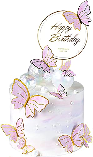 Nytlivet 11 Stück Schmetterlinge Torten Deko, Schmetterling Kuchen Cupcake Toppers, Dreidimensional Schmetterlinge Deko Geburtstag Mädchen Geburtstagsfeier Dekoration (Rosa) Cover