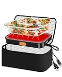 Dosevita Portable Oven Lunch Box Food Warmer 12V,24V,110V Mini Portable Oven Heated Lunch Box for Reheating and Cooking Meals for Car/Truck/Work/Travel/Home (Black)
