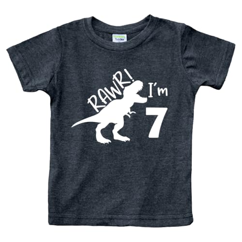 rawr im 7 Year Old boy Shirt Dinosaur Seventh Birthday Boys Outfit 7th Roar Seven Years Dino Shirts rex