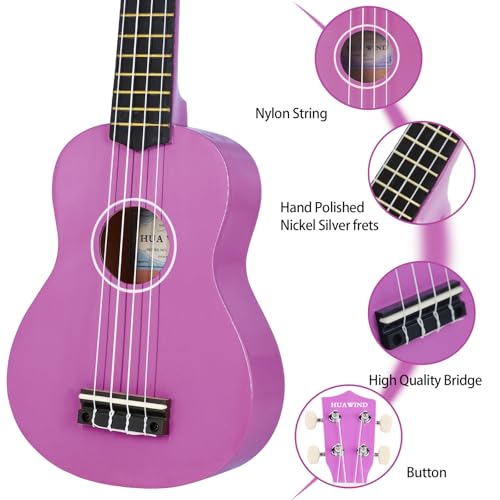 ukulele 21 inch soprano ukulele for beginners hawaii ukelele four string wood uke for starter violet