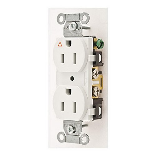 15, Commercial, Isolated Ground Receptacle, White, No Tamper Resistant - 1 Each