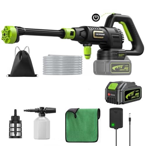 Lambluefly Idropulitrice a Batteria 4000mAh, 120Bar Idropulitrice Professionale con Motore Brushless, Regolabile su 3Livelli, Idropulitrice Portatile per Lavaggio Auto, Pulizia e Irrigazione