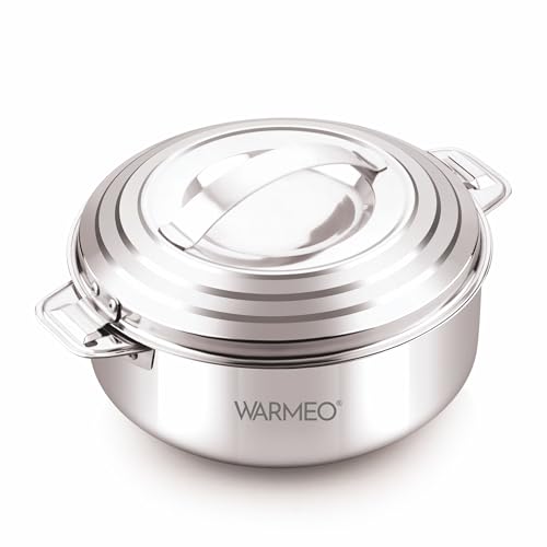 Image of WARMEO Linea Premium Insulated Stainless Steel Casseroles | Easy to Carry Hot Boxes for Kitchen | Hot Food, Easy to Store | Silver | 2000ml