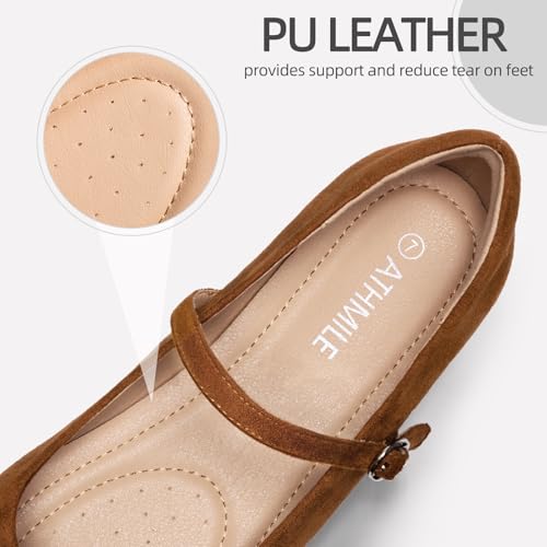 Image of Women's Mary Jane Shoes, Ballet Flats for Women, Square Toe Shoes for Women | Comfortable Dressy Adjustable Buckle Strap for Work Office business Casual, Memory Foam PU Sole Slip Resistant Wedding Party