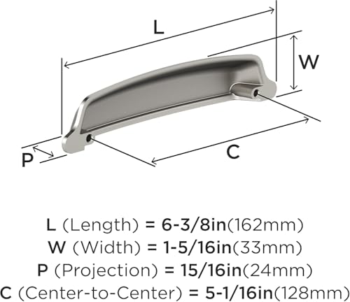 Amerock BP22439PN | Stature 5-1/16 inch (128mm) Center-to-Center Polished Nickel Cabinet Cup Pull | Kitchen Cabinet Hardware | Furniture Hardware | Drawer Handle by Amerock - Image 4