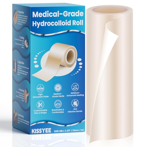 Image of Hydrocolloid Roll Bandages, 4IN x 3.3FT Extra Large Hydrocolloid Patch with Self-Adhesive, Ultra Absorbent, Cut-to-Size, Flexible & Waterproof for Burn, Blister, Acne Care