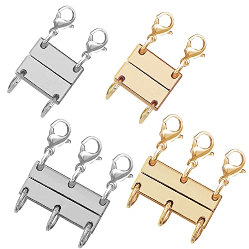CDIYTOOL Lot de 4 fermoirs magnétiques pour colliers et chaînes empilables (double et triple) Cover